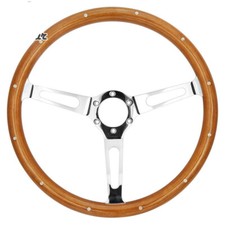 15'' 380mm Classic Wooden Steering Wheel With Rivet&Horn Polished Spoke KYOSTAR
