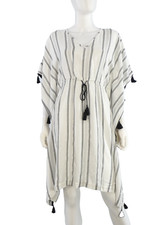 Marks and Spencer Beach Cover Up Kaftan Dress Striped Tassel Summer V Neck S