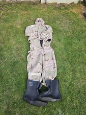 U.S Military Chemical Desert Camo Jacket Trousers And Rubber Over Boots.