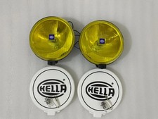 Pair Hella Comet 500 Driving Lamp Yellow Spot Light With Cover Universal Fit