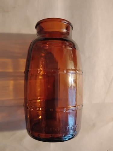 Beer barrel shaped brown glass - shaped,