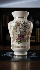 Vintage Peacock Porcelain Vase