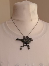 Mosaic Glass Bird Pendant Necklace Handmade Jewellery Bronze Coloured Chain