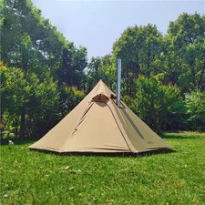 Tipi Hot Tent with Fire Retardant Stove Jack for Flue Pipes, 3~4 Person, Ligh...