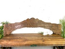 Vintage Antique Indian Hand Carved Solid Wood Floral Sign Plaque Bed Head Board