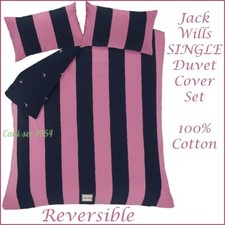 Jack Wills Heritage stripe SINGLE Duvet Cover Set 100% Cotton REVERSIBLE NEW