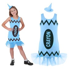 GIRLS BLUE CRAYON DRESS & HAT