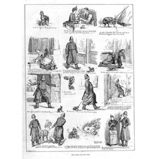 The Police With Dogs Victorian Comic Scenes - Antique Print 1886