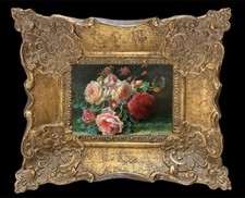 Framed Original Oil Painting On Canvas Roses Signed & Listed By The Artist