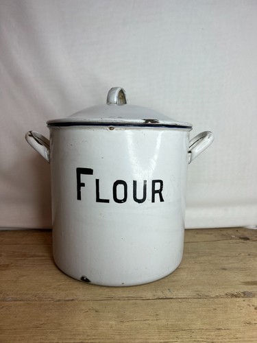 Vintage enamel flour - bin, /