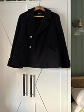 ME + EM Black Swing Coat/Jacket Gold Buttons Boucle Size Large 12/14/16