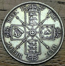 1887 Victoria Jubilee Head Florin Great Condition 11.2 grams Sterling Silver