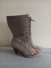 Heine Grey Suede Embroidered