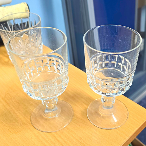 Set clear cut glass wine - 2,