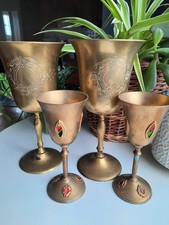 4 Vintage Brass Metal Goblet
