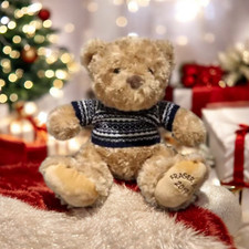 Beautiful House Of Fraser 2017 Christmas Plush Teddy Bear Wearing Blue Jumper