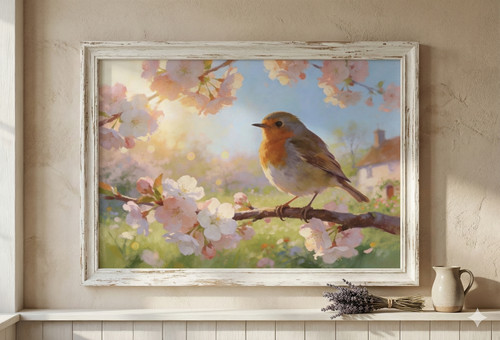 Robin blossom branch - on,