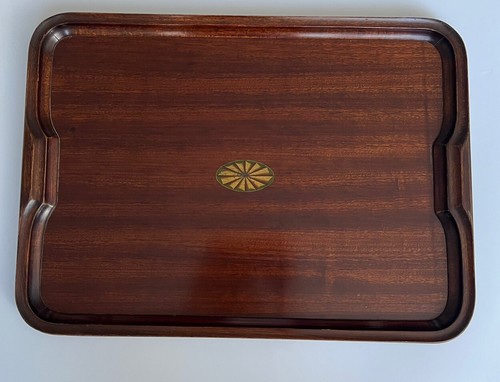 Antique inlaid wooden tray - wooden,