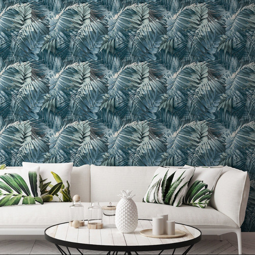 Blue palm leaves floral - palm,