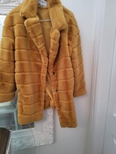 Tk Maxx Winter Fur Coatm Yu An Me Mustard  New Size S/M