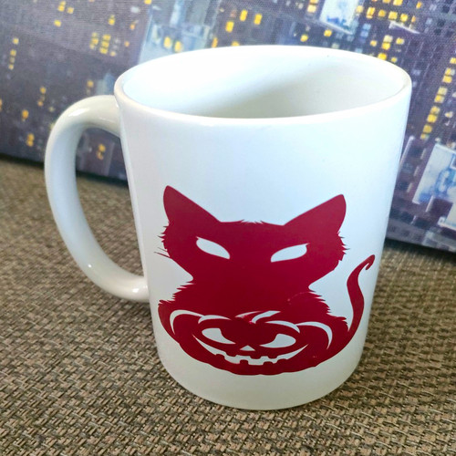 Ceramic coffee mug white red - ceramic,