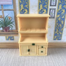Vintage Sylvanian Families Yellow Kitchen Retro Welsh Dresser Cabinet Unit RARE