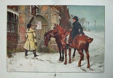 Old Antique Print 1884 Winter