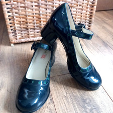 CLARKS + ORLA KIELY DOROTHY NAVY / GREEN DOTS Dotty Patent MARY-JANE SHOES UK6D