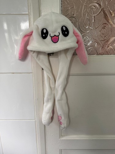 White kawaii bunny hat with - bunny,