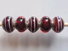 Set Lovelinks silver 925 Red White shades Murano bracelet charm beads