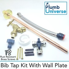 Outdoor Garden Tap Kit Through Wall DIY Kit Wall Adaptor, Flexi, Tee, ISO, Tap