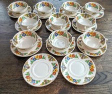 John Maddock & Sons Ivory Ware, Cairo Minerva Soup & Saucer Sets, Vintage
