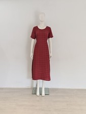 HAMPSTEAD BAZAAR Red Midi-Dress UK 10 12 EU 38 40 Textured Belt Side-Split Maxi