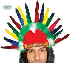 Indian Chief Fancy Dress Feather Headdress Head Dress Sitting Bull New fg