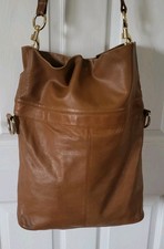 Zara Large Tan Genuine Leather Crossbody Bag Handbag