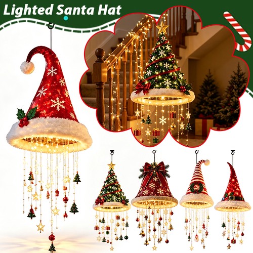Lighted santa hat - hat, hanging