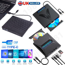 External CD/DVD Drive USB 3.0 DVD RW CD Disc Player Burner Reader for Laptop UK