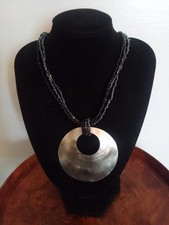 Vintage Abalone Shell Pendant With Multi Strand beads