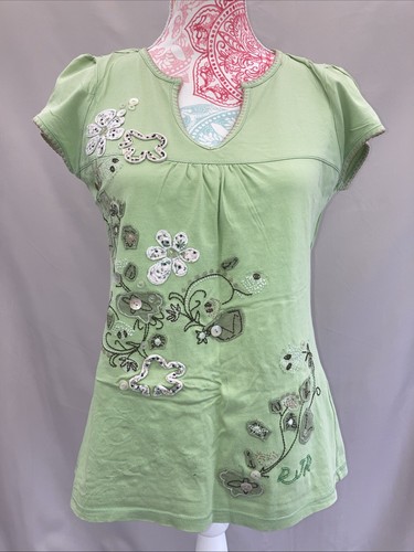 Women green embroidery - green,