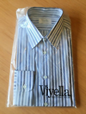 "VIYELLA" MEN'S LONG SLEEVED STRIPED COTTON RICH SHIRT (S.15 1/2 INCH./39-40cm)