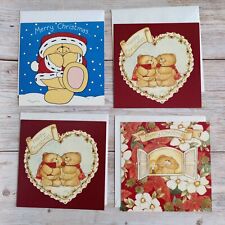 4 x Vintage Forever Friends Hallmark Christmas Cards 