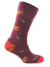 1 pr VIYELLA WOOL Quality Wine Sock Size 6-10 Fly Fish Hand Link Toe