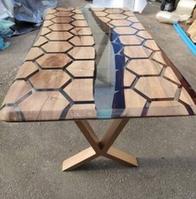 Clear Epoxy Table with Walnut