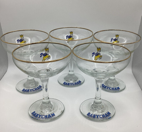 Babycham glasses with gold - babycham,