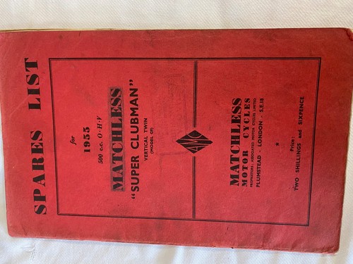 1956 matchless spares list - list, g9