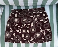 Boden Mini Skirt Corduroy Brown And Beige Floral Size 14R 100% Cotton