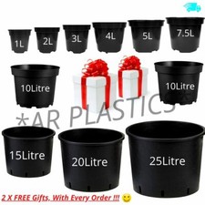 Black Plastic Plant Pot Flower
