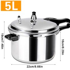 5 Litre Home Dual Handle Aluminum Pressure Cooker Kitchen Catering Cookware AA
