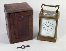Large Antique Carriage Clock by Arnold c1900 Large Striking Clock + Case