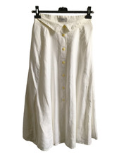 ZAPA vintage white 100% linen long skirt size APRX 10 12, 29.5" Waist, 35" Long